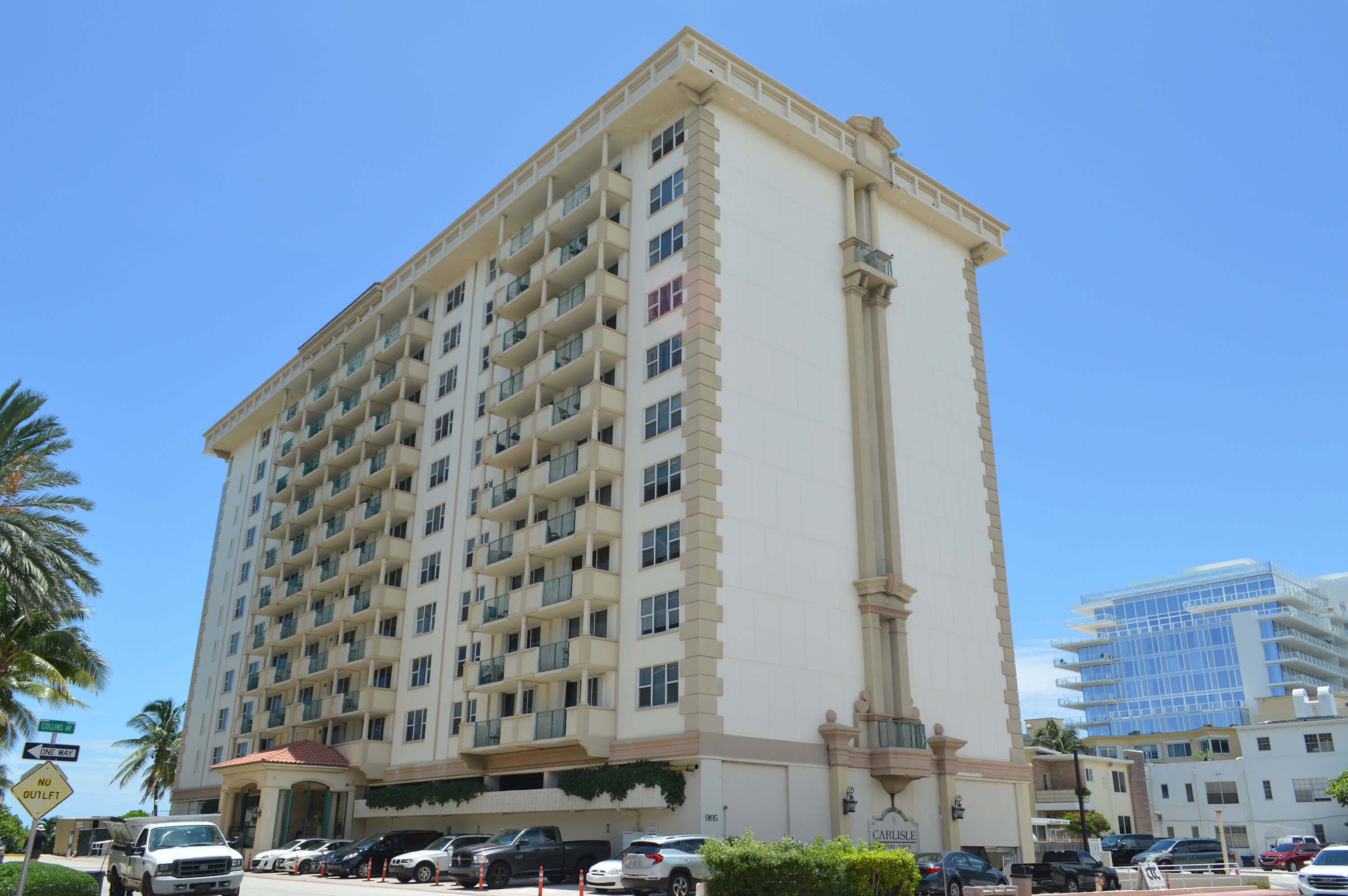 Building Facade - 9195 Collins Ave, Unit 1013, Surfside, FL 33154 - © Flat Fee Florida Realty